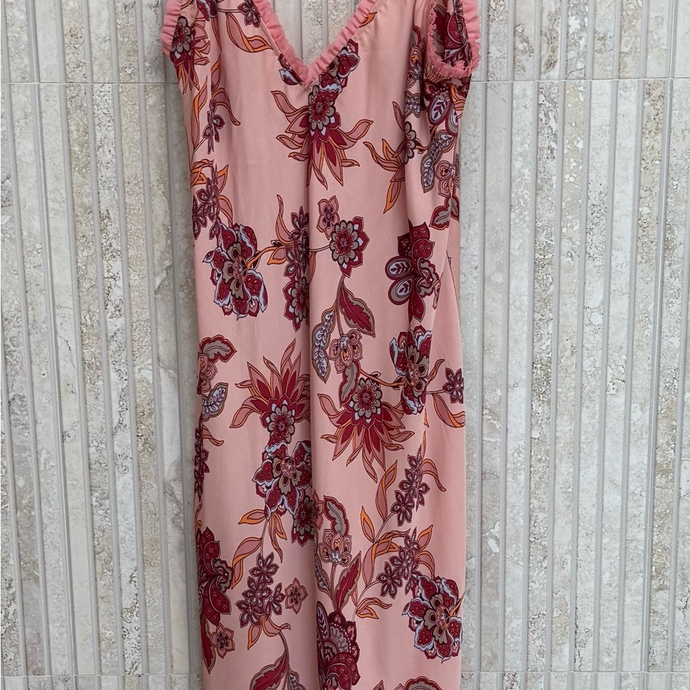 Misa Los Angeles Pink Floral Midi Dress